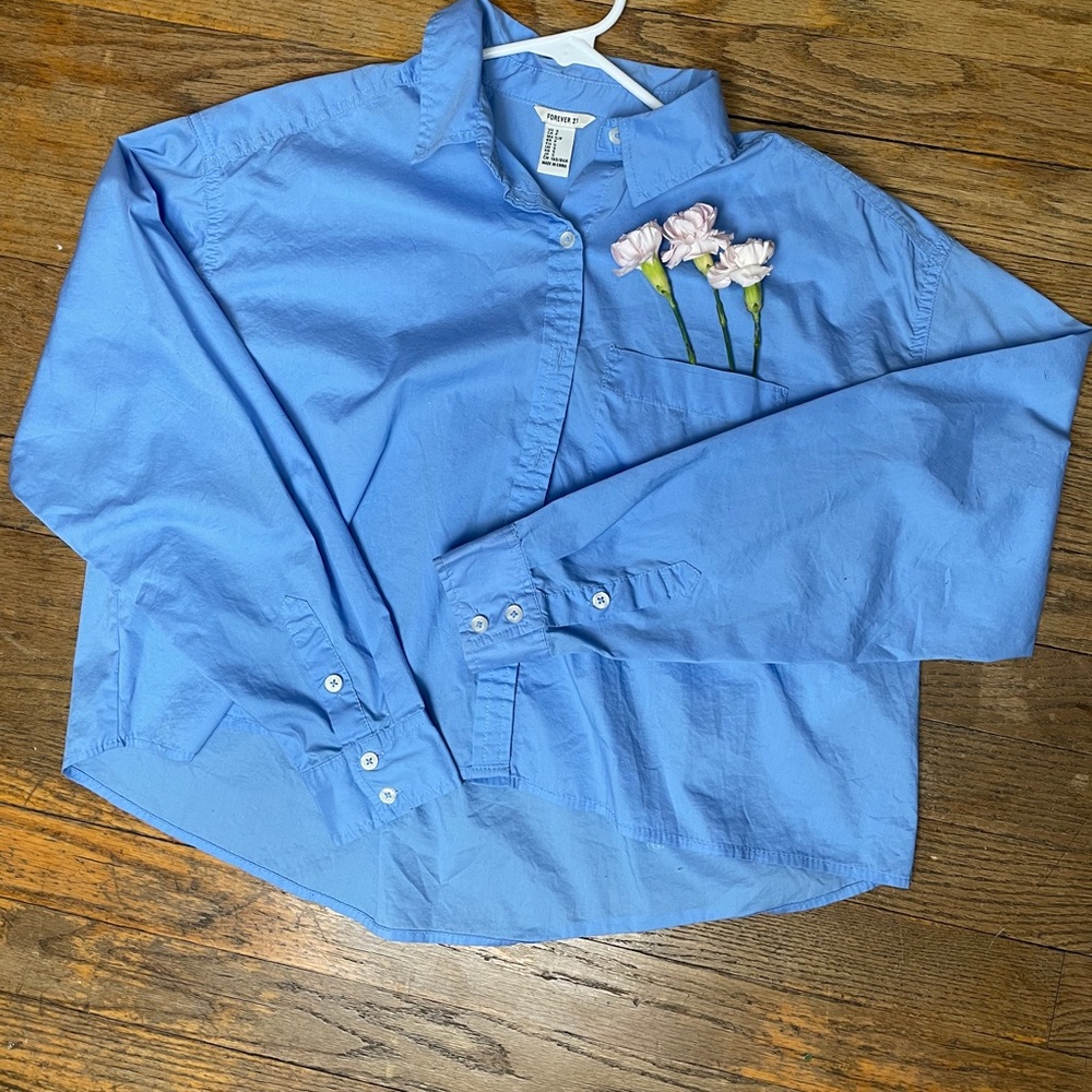 Sky blue cropped blouse